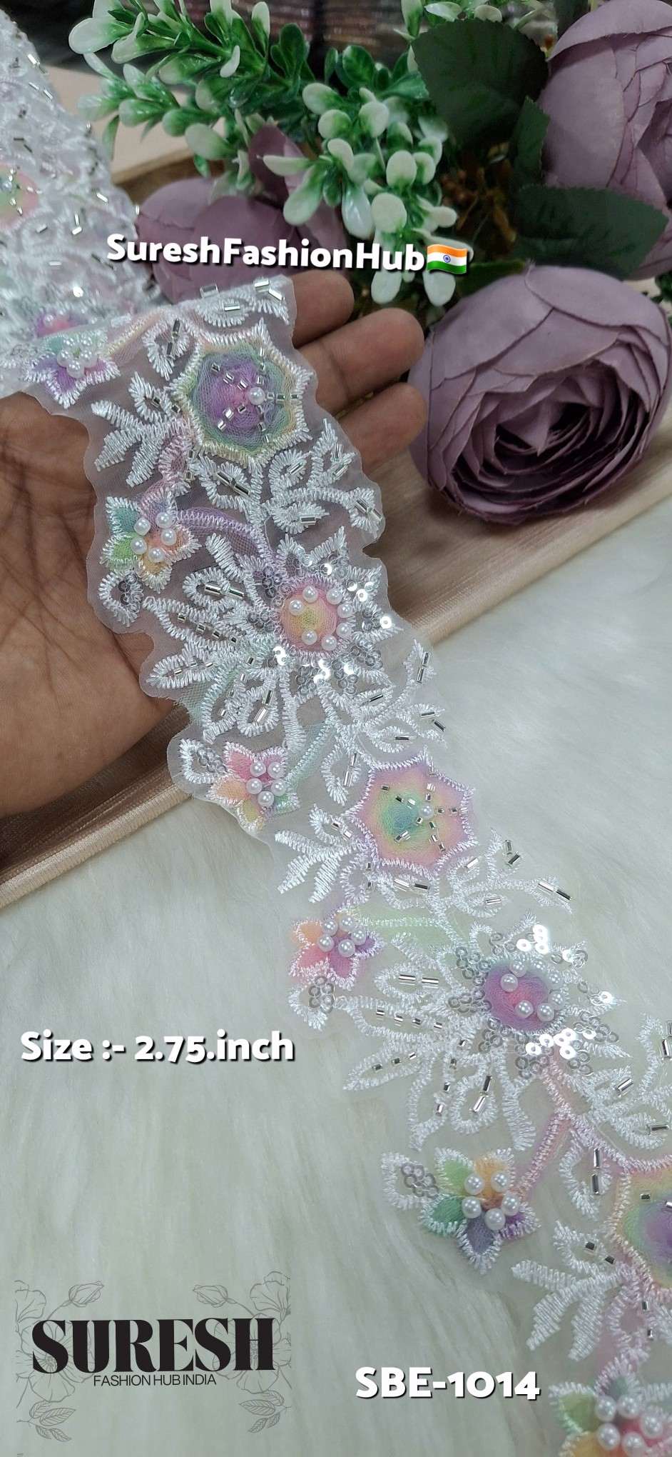 Ethereal Bloom Imported Organza Floral Lace – SBE-1014
