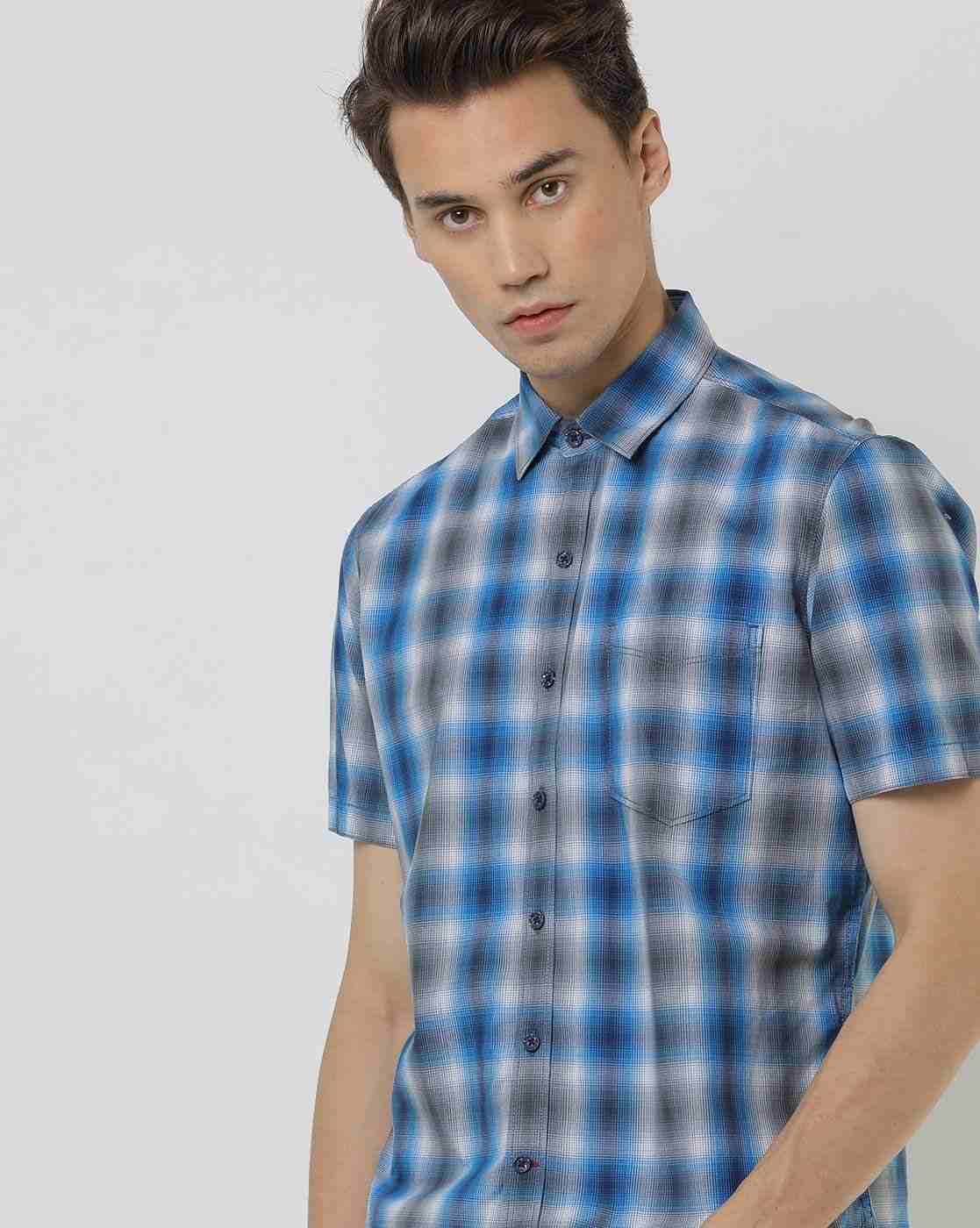 Checked Slim Shirt with Patch Pocket