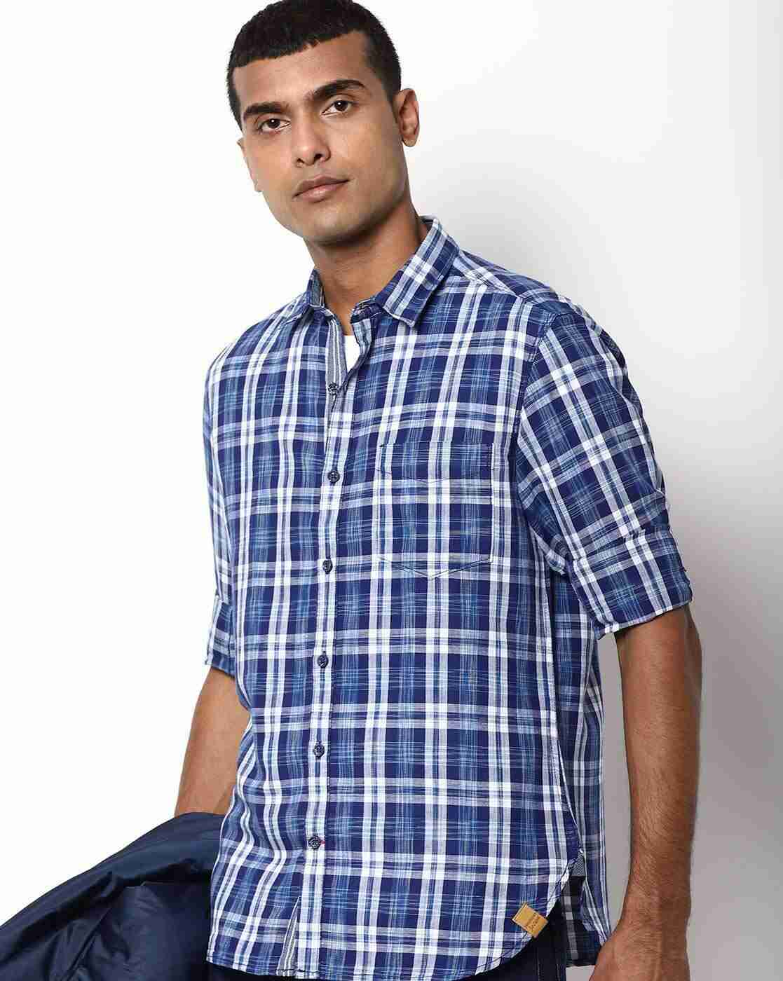 JOHN PLAYERS JEANS | Checked Slim Fit Shirt with Patch Pocket|0
