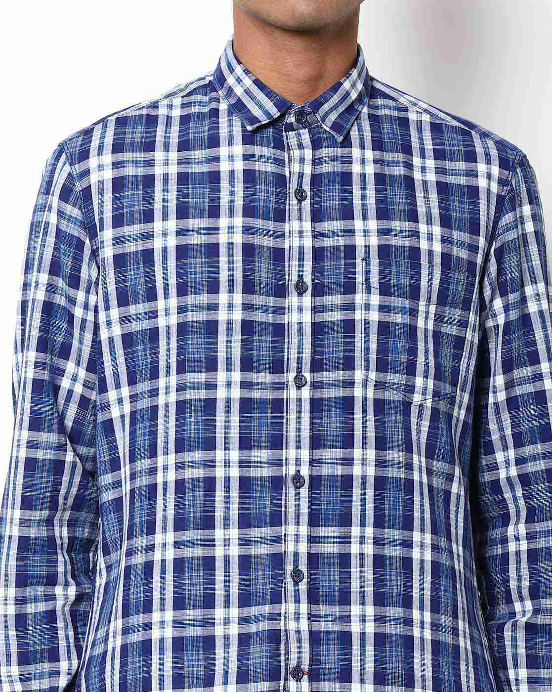 JOHN PLAYERS JEANS | Checked Slim Fit Shirt with Patch Pocket|2