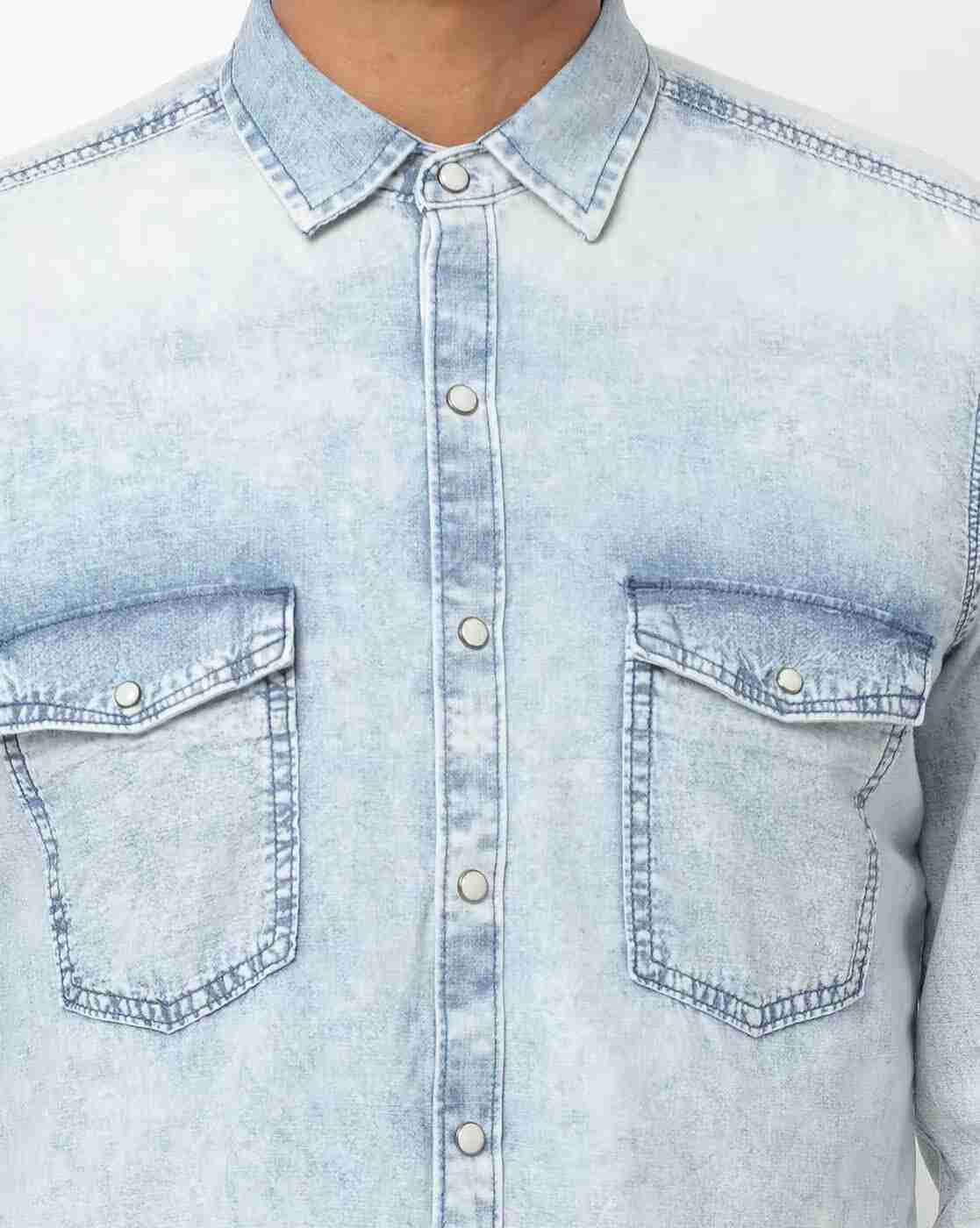 JOHN PLAYERS JEANS | Washed Slim Fit Shirt with Curved Hemline|3