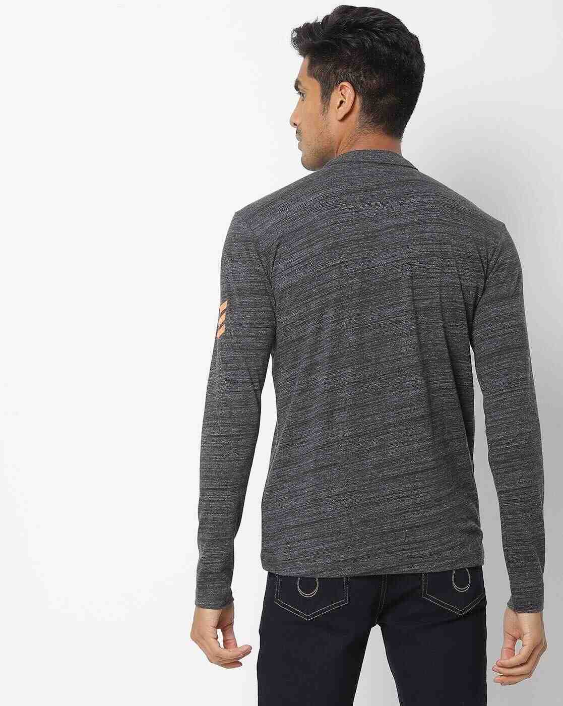 JOHN PLAYERS JEANS | Heathered Slim Fit Henley T-shirt|1