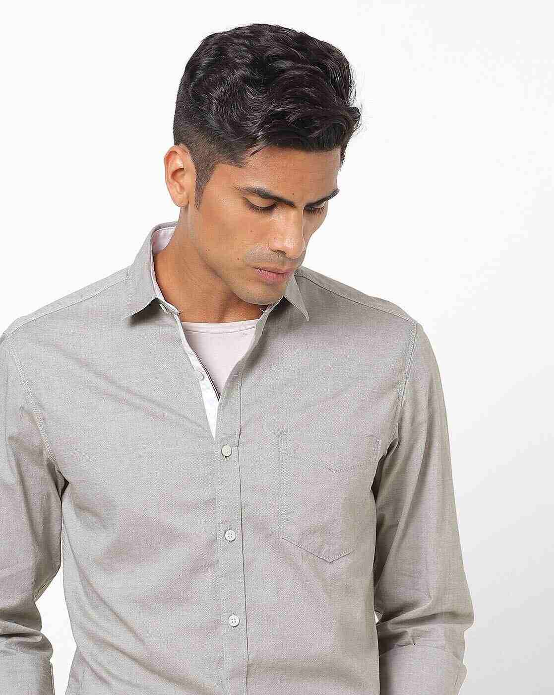 JOHN PLAYERS JEANS | Men Slim Fit Shirt with Patch Pocket|0