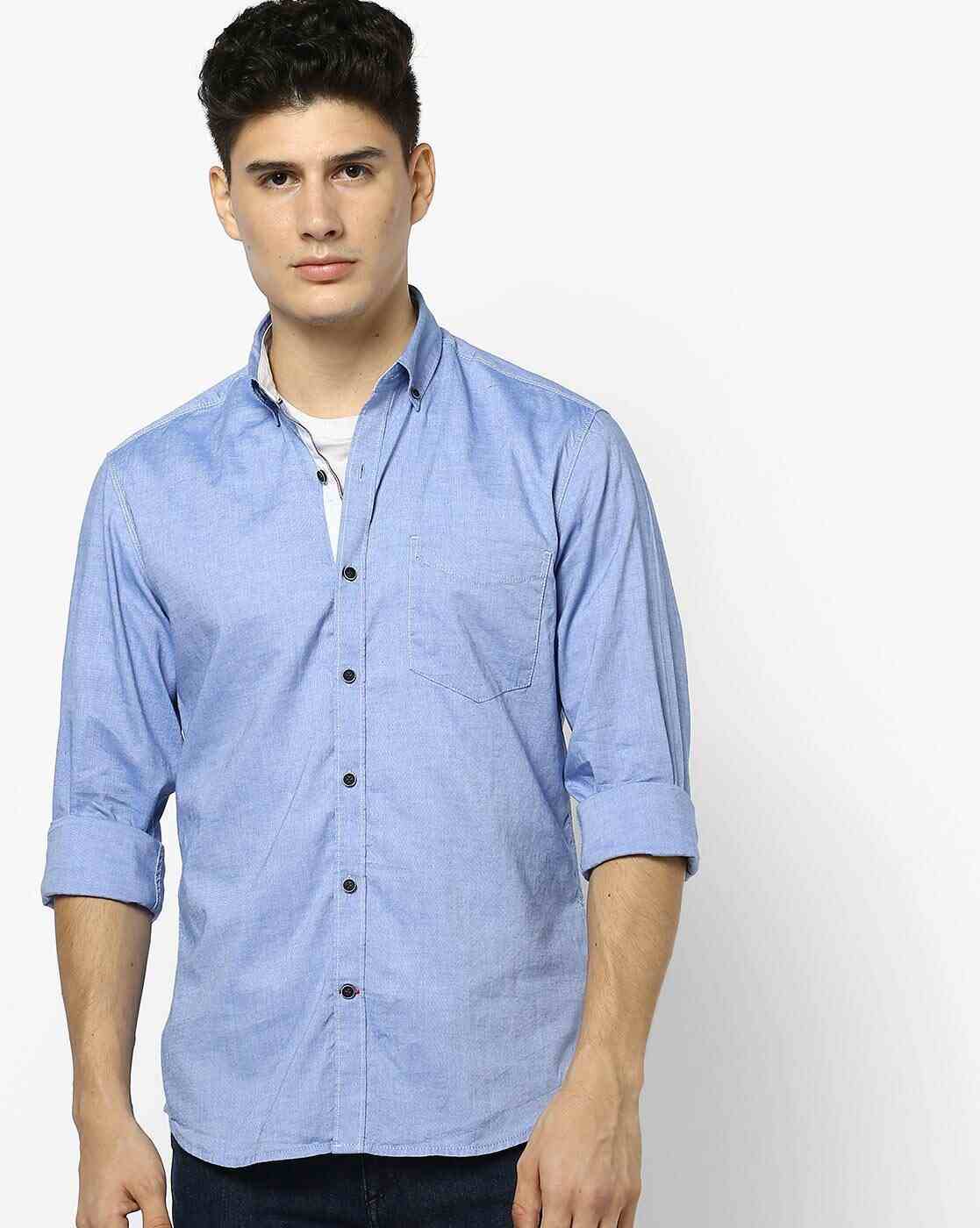 JOHN PLAYERS JEANS | Button-Down Slim Fit Shirt with Patch Pocket|0