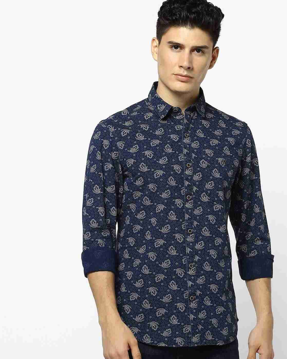 JOHN PLAYERS JEANS | Printed Slim Fit Shirt with Patch Pocket|0