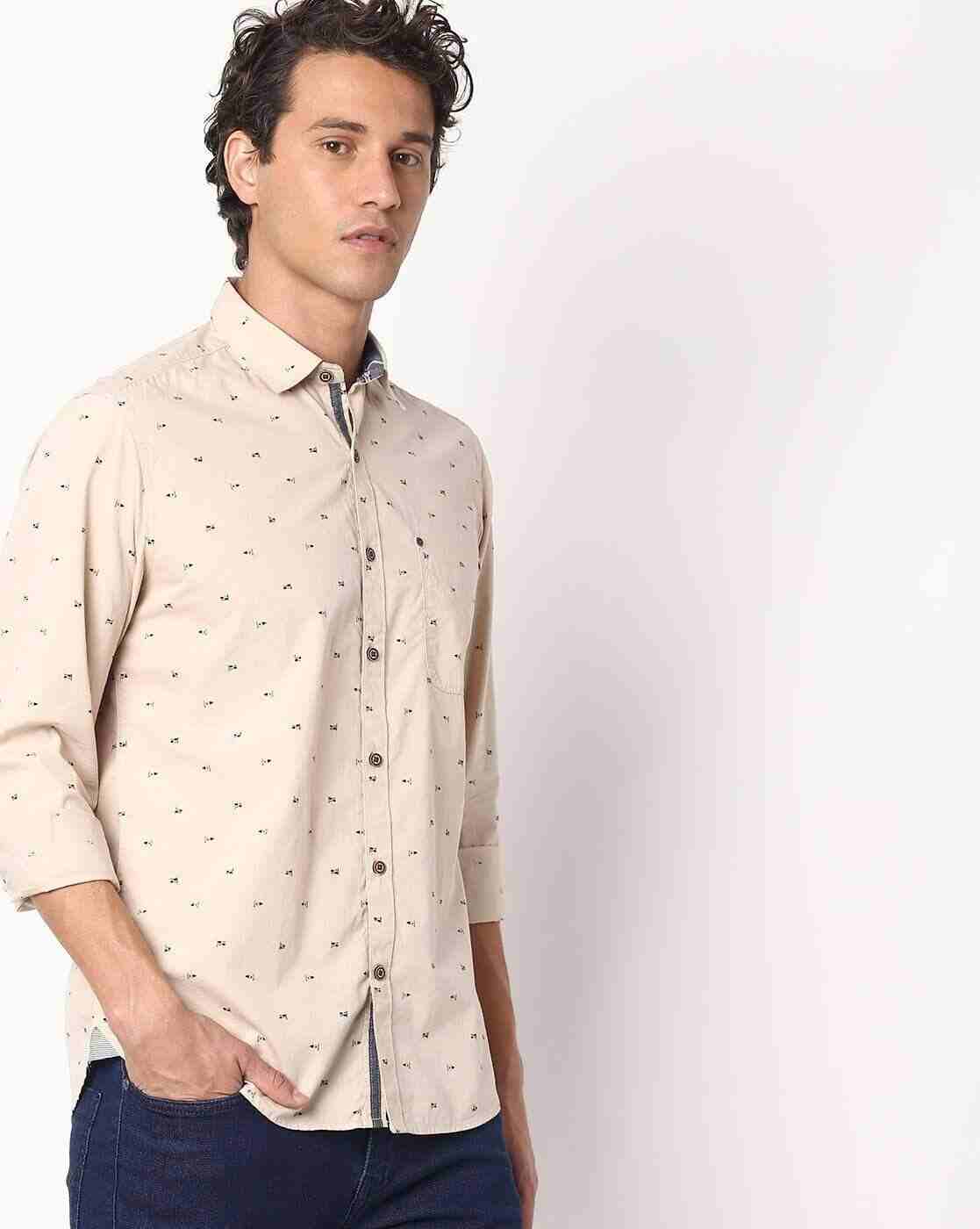 JOHN PLAYERS JEANS | Printed Slim Fit Shirt with Patch Pocket|0