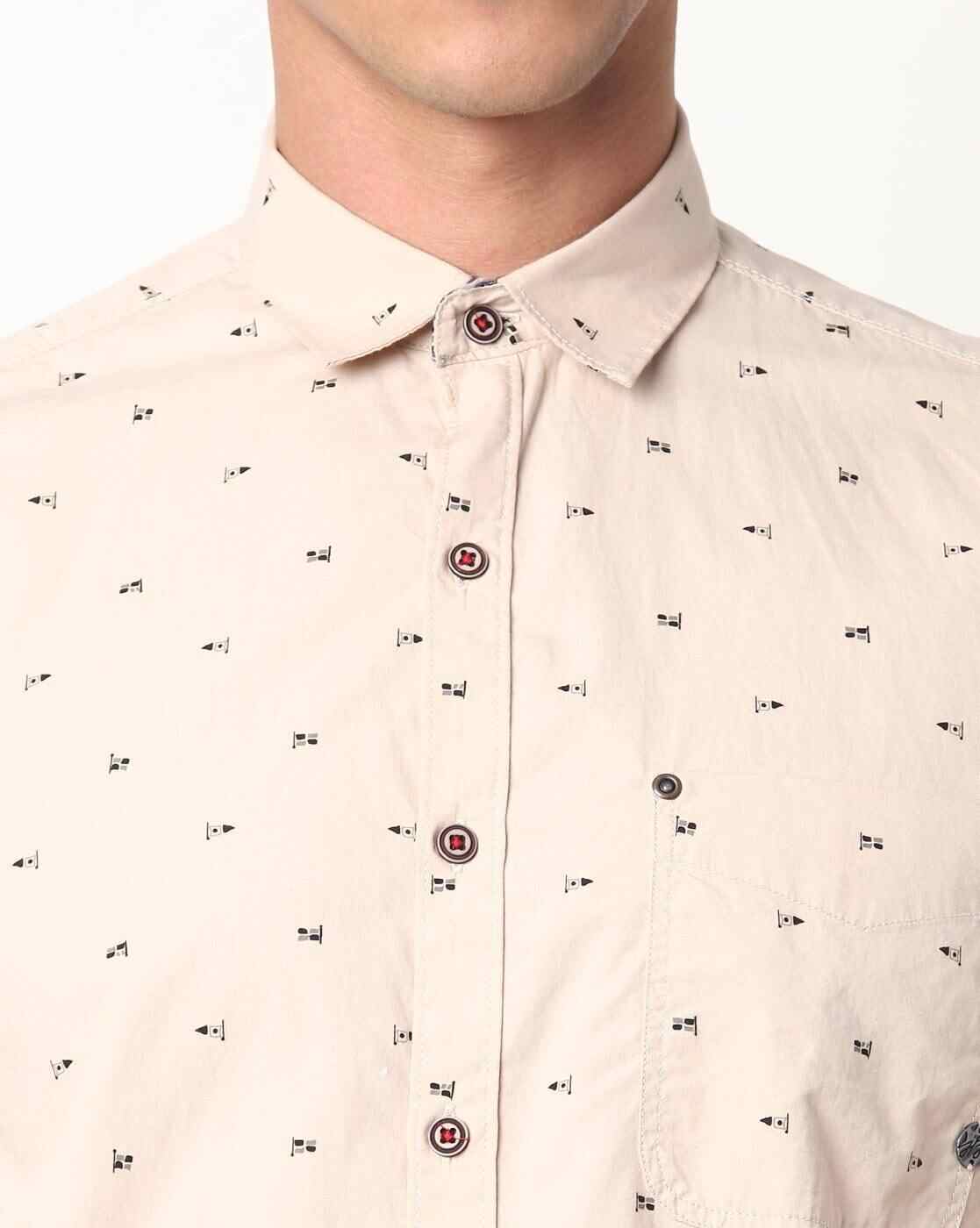 JOHN PLAYERS JEANS | Printed Slim Fit Shirt with Patch Pocket|2