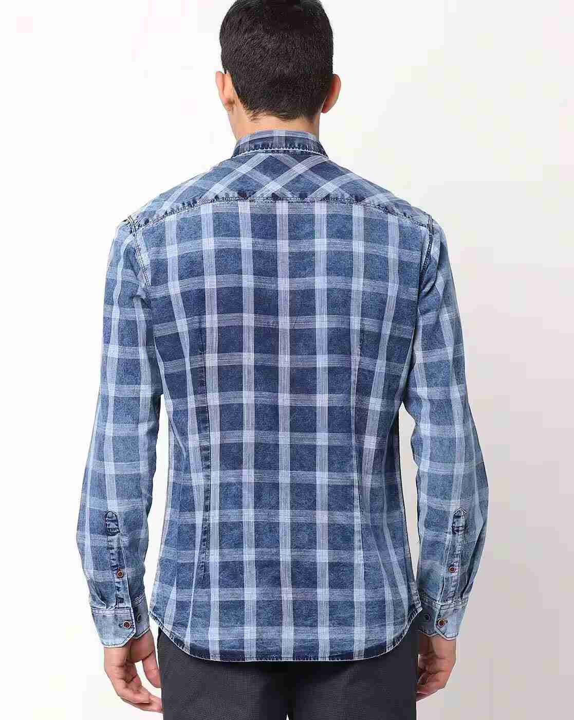 JOHN PLAYERS JEANS | Checked Extra Slim Fit Shirt with Patch Pocket|1