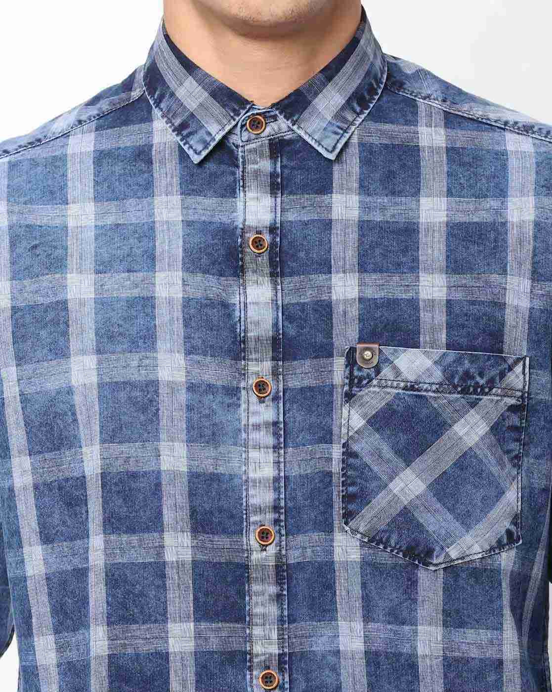JOHN PLAYERS JEANS | Checked Extra Slim Fit Shirt with Patch Pocket|2