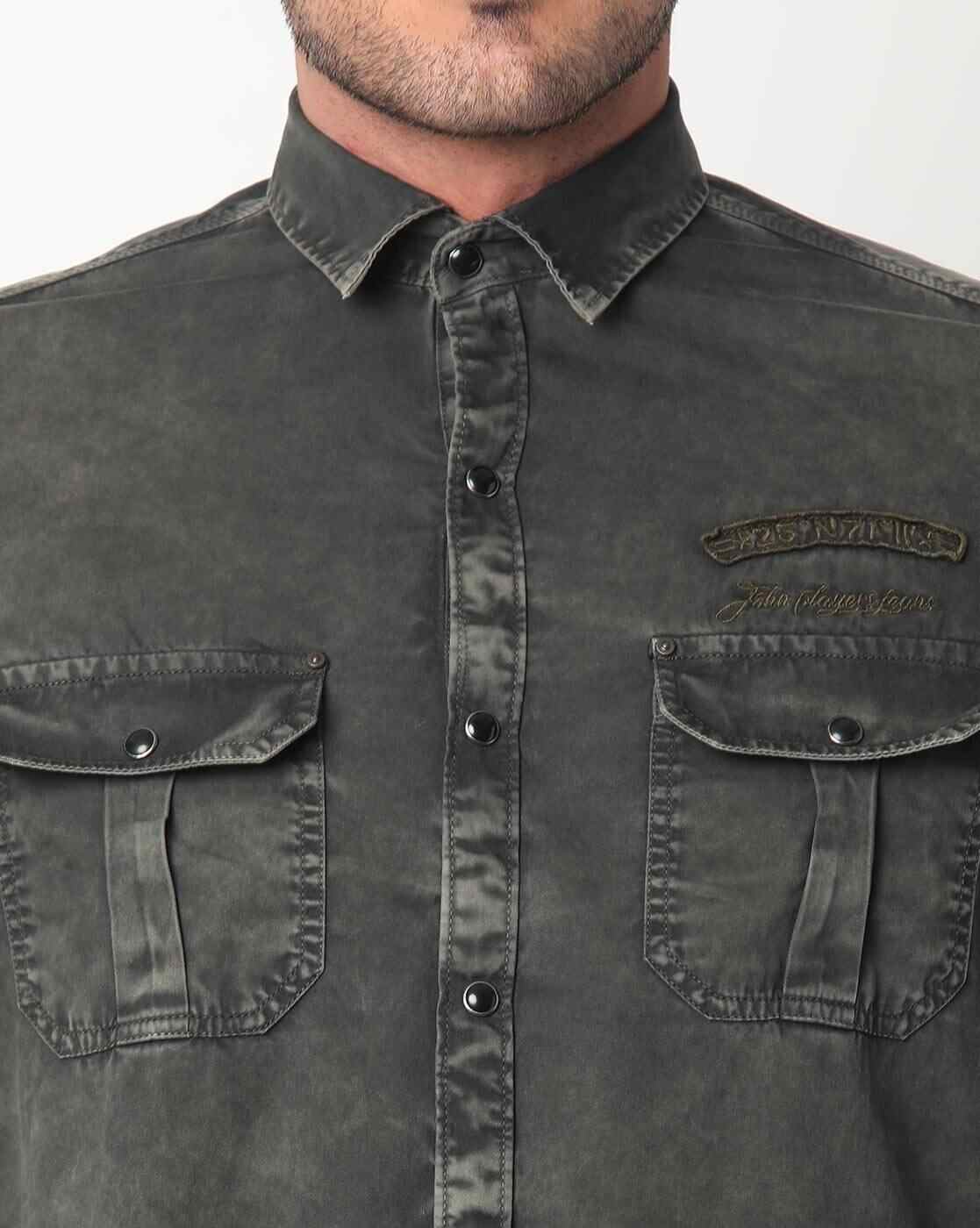 JOHN PLAYERS JEANS | Extra Slim Fit Shirt with Flap Pockets|2