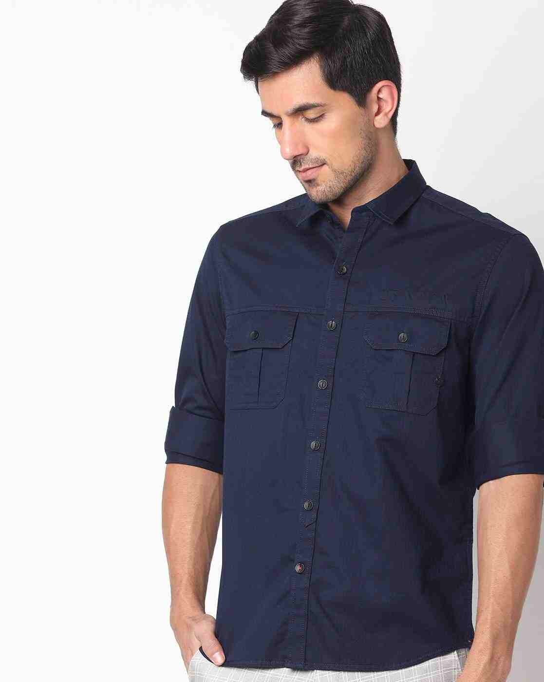 JOHN PLAYERS JEANS | Men Slim Fit Shirt with Buttoned Flap Pockets|0