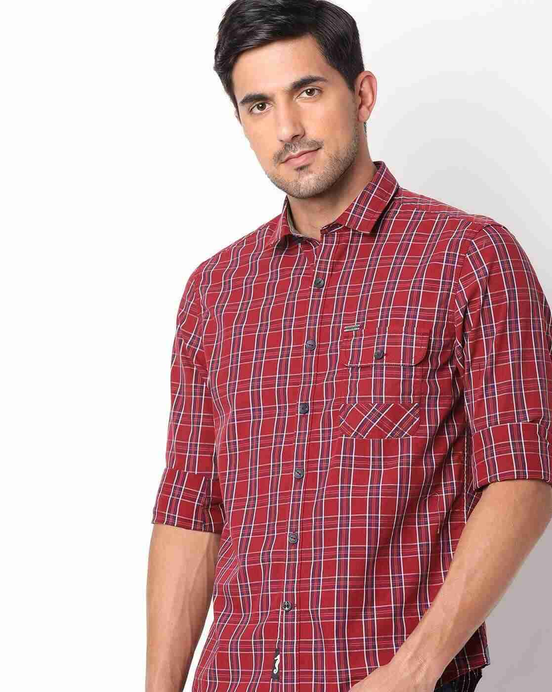 JOHN PLAYERS JEANS | Checked Slim Fit Shirt with Patch Pocket|0