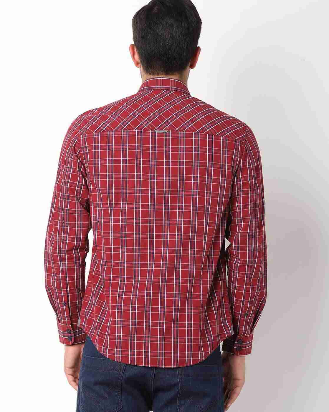 JOHN PLAYERS JEANS | Checked Slim Fit Shirt with Patch Pocket|1