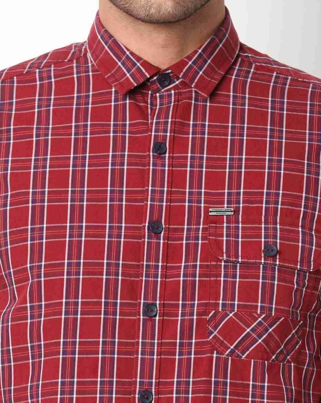 JOHN PLAYERS JEANS | Checked Slim Fit Shirt with Patch Pocket|2