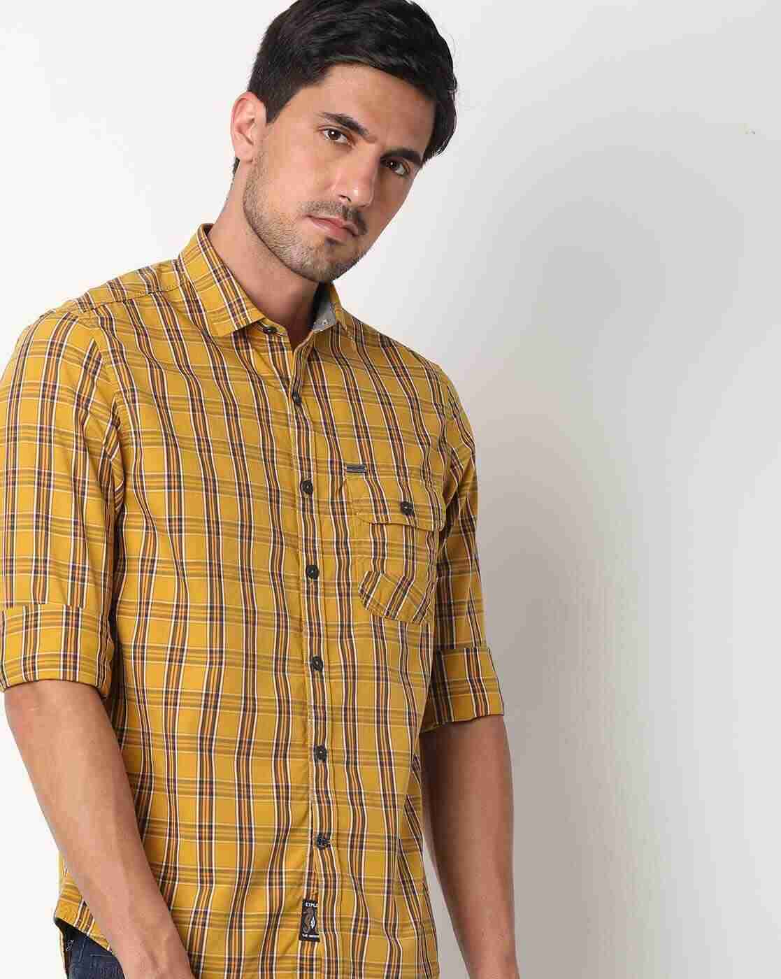 Men Checked Extra Slim Fit Shirt with Patch Pocket