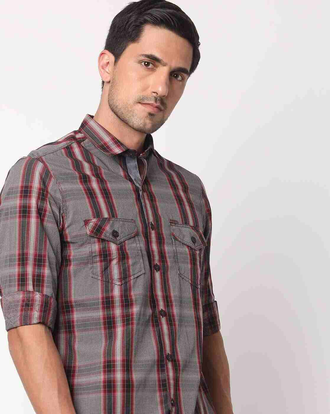 JOHN PLAYERS JEANS | Men Checked Slim Fit Shirt|0