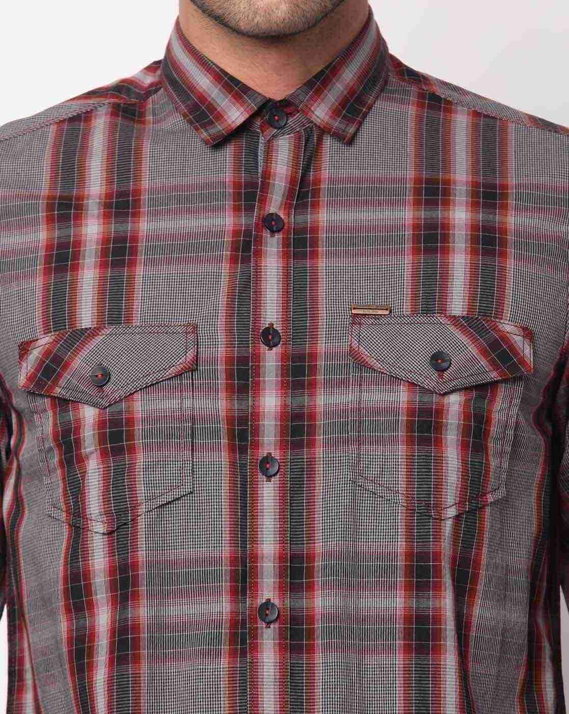 JOHN PLAYERS JEANS | Men Checked Slim Fit Shirt|2