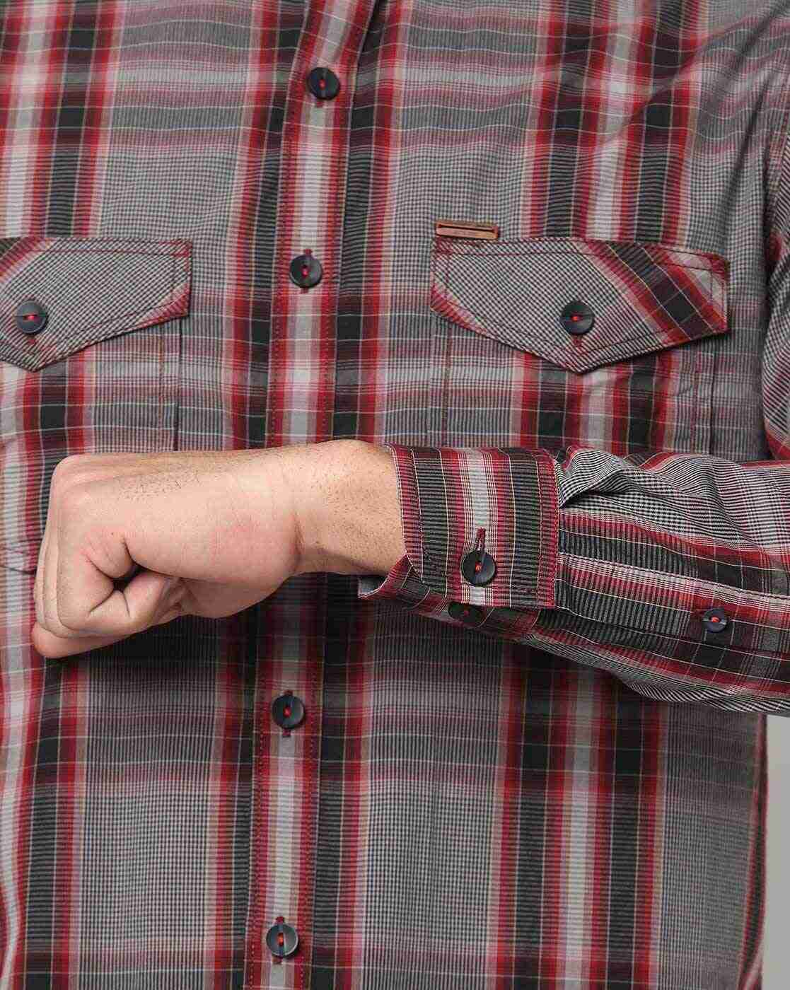 JOHN PLAYERS JEANS | Men Checked Slim Fit Shirt|3