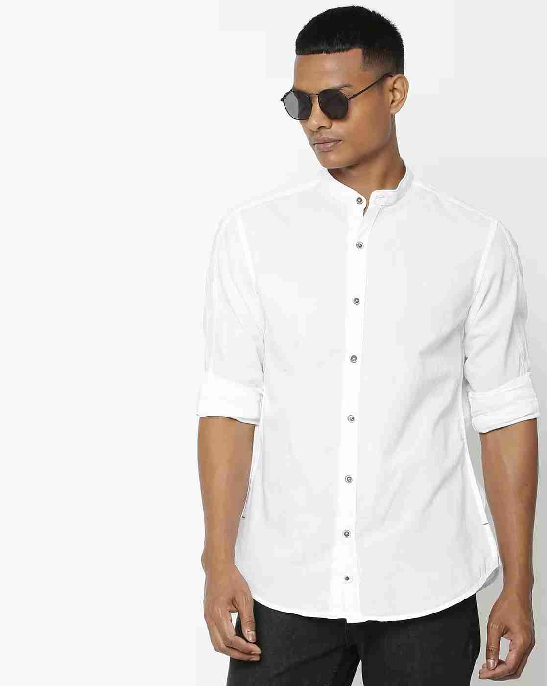 Slim Fit Shirt with Band Collar