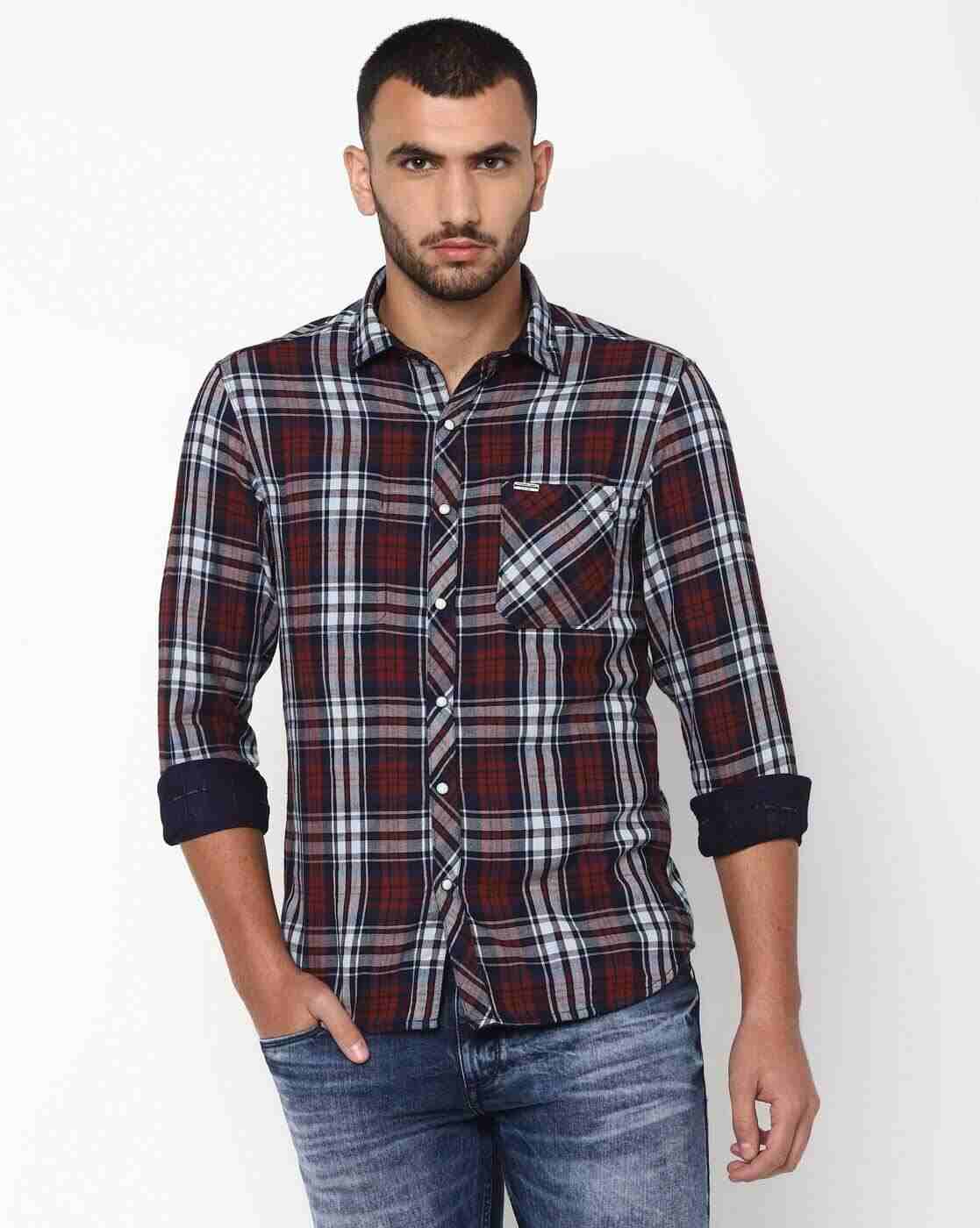 JOHN PLAYERS JEANS | Checked Extra Slim Fit Shirt with Patch Pocket|0