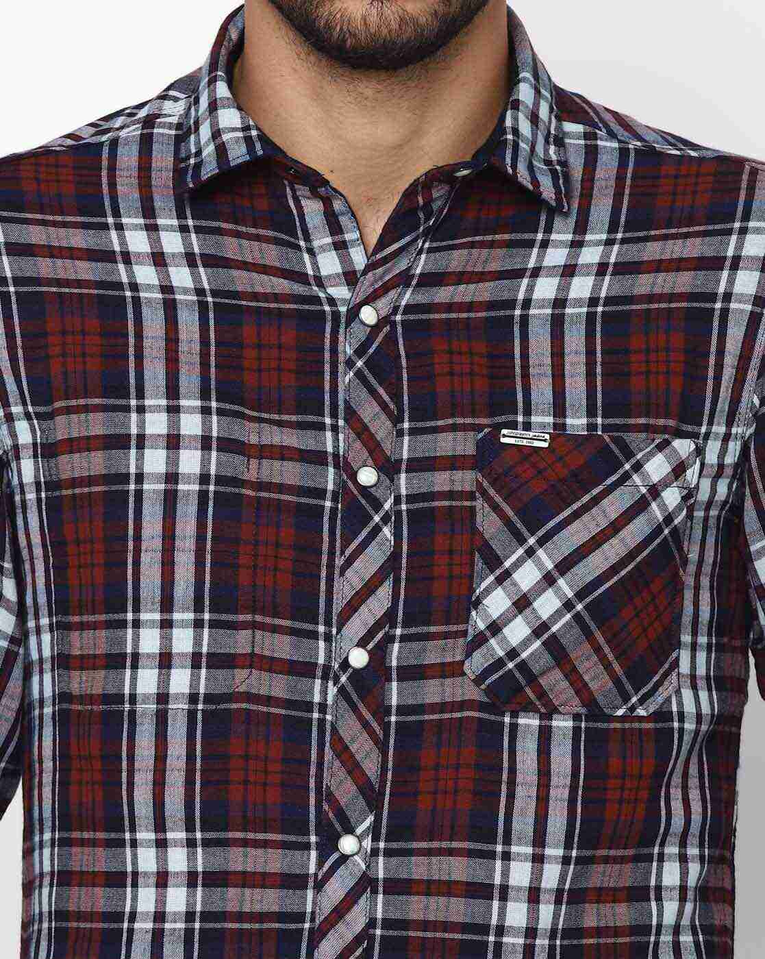 JOHN PLAYERS JEANS | Checked Extra Slim Fit Shirt with Patch Pocket|3