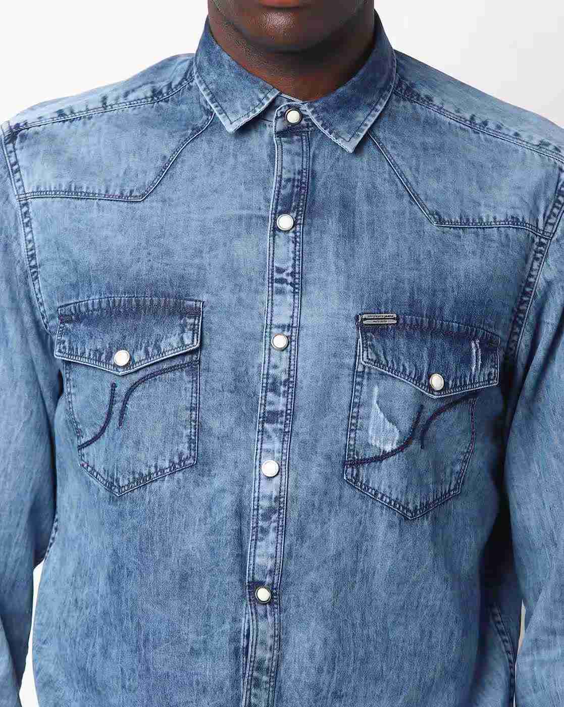 JOHN PLAYERS JEANS | Extra Slim Fit Washed Shirt|2
