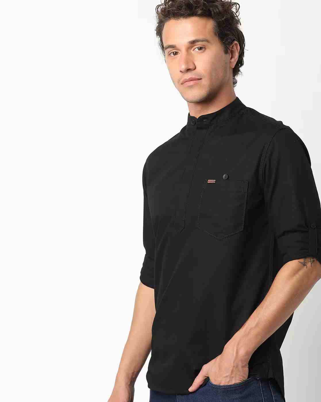 Men Extra Slim Fit Shirt with Band Collar