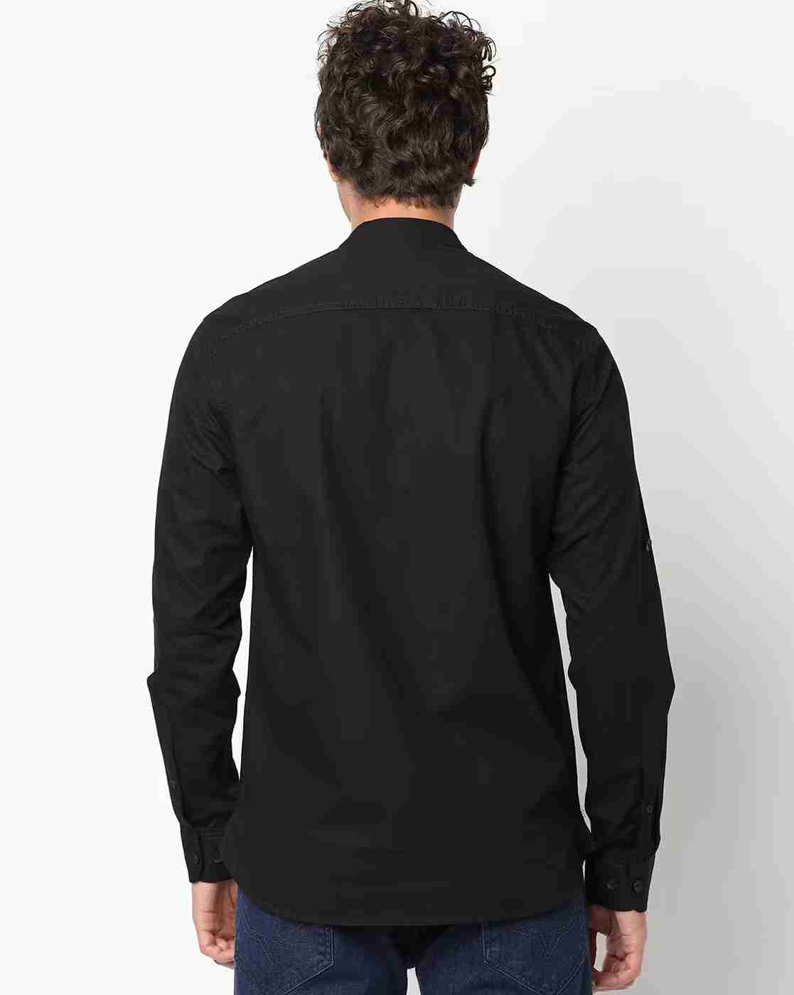 JOHN PLAYERS JEANS | Men Extra Slim Fit Shirt with Band Collar|1