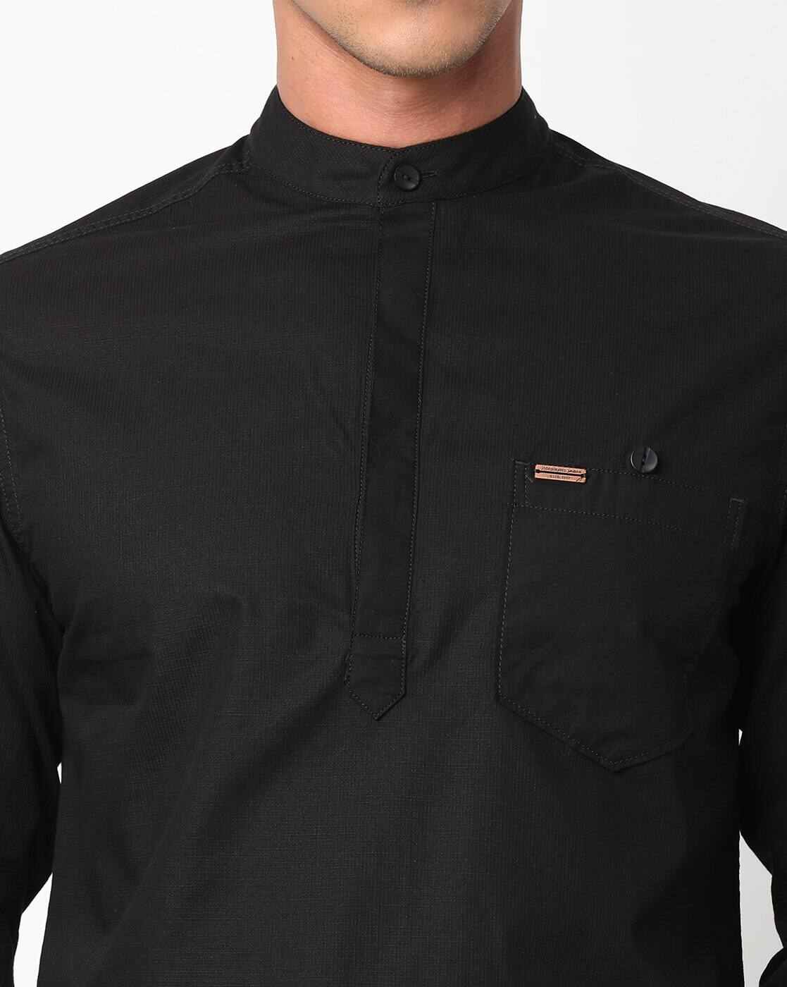 JOHN PLAYERS JEANS | Men Extra Slim Fit Shirt with Band Collar|2