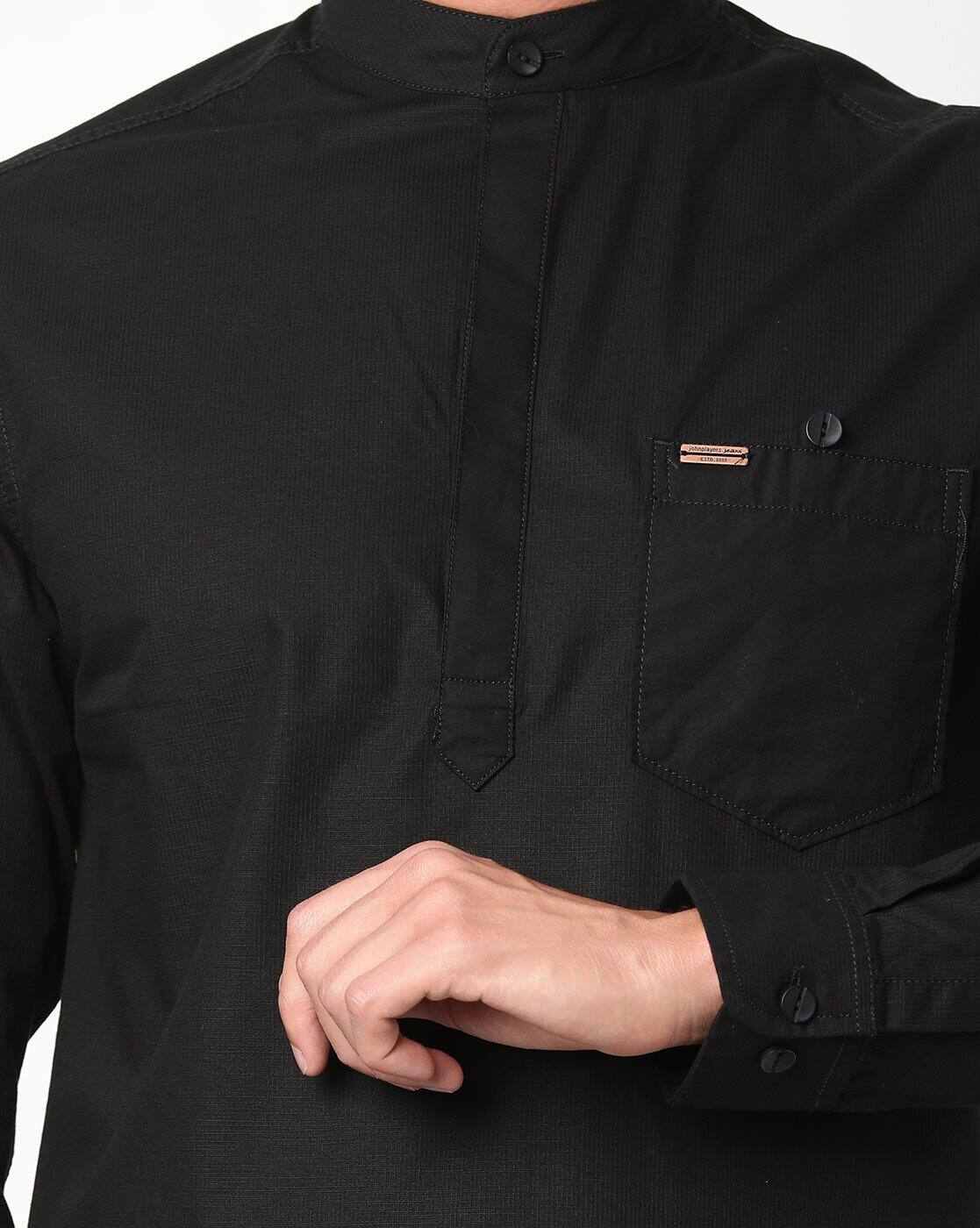 JOHN PLAYERS JEANS | Men Extra Slim Fit Shirt with Band Collar|3