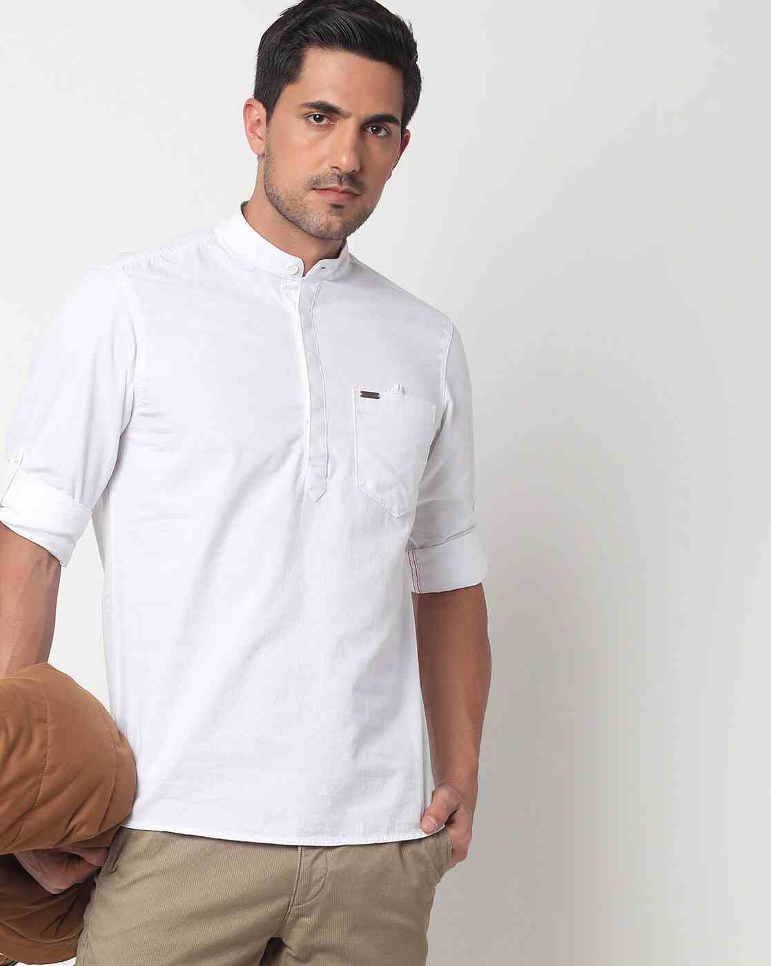Slim Fit Shirt with Band Collar
