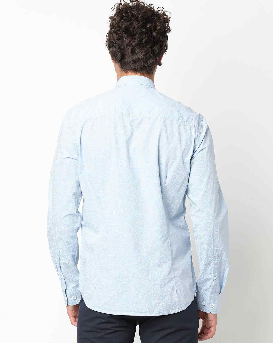 JOHN PLAYERS JEANS | Paisley Print Slim Fit Shirt with Flap Pockets|1