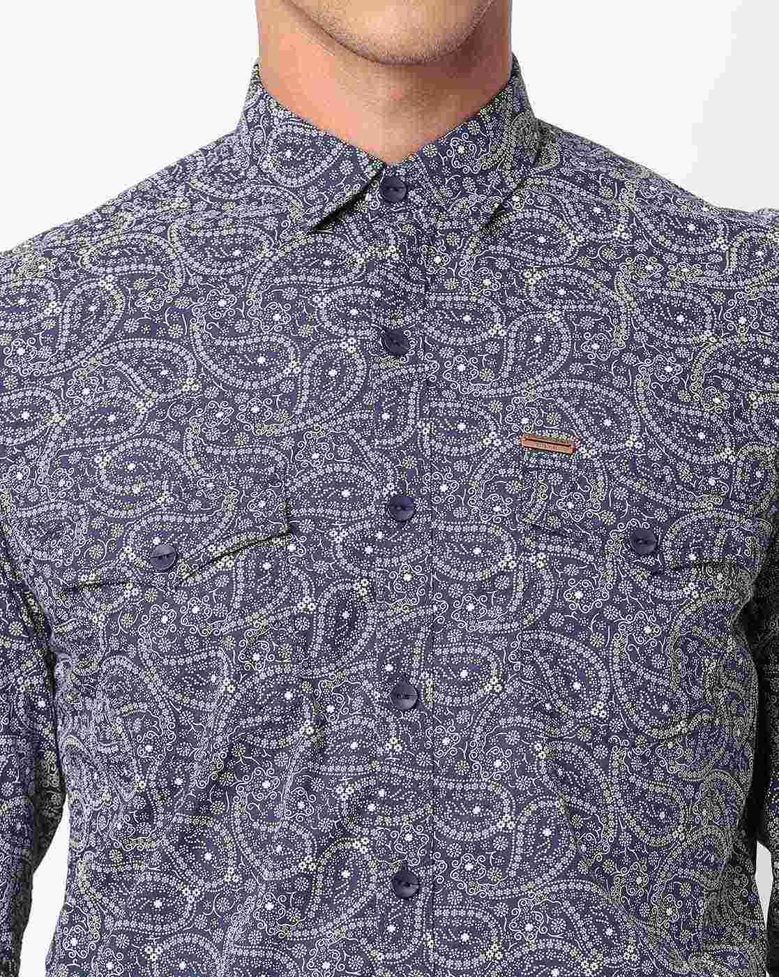 JOHN PLAYERS JEANS | Paisley Print Slim Fit Shirt with Flap Pockets|2