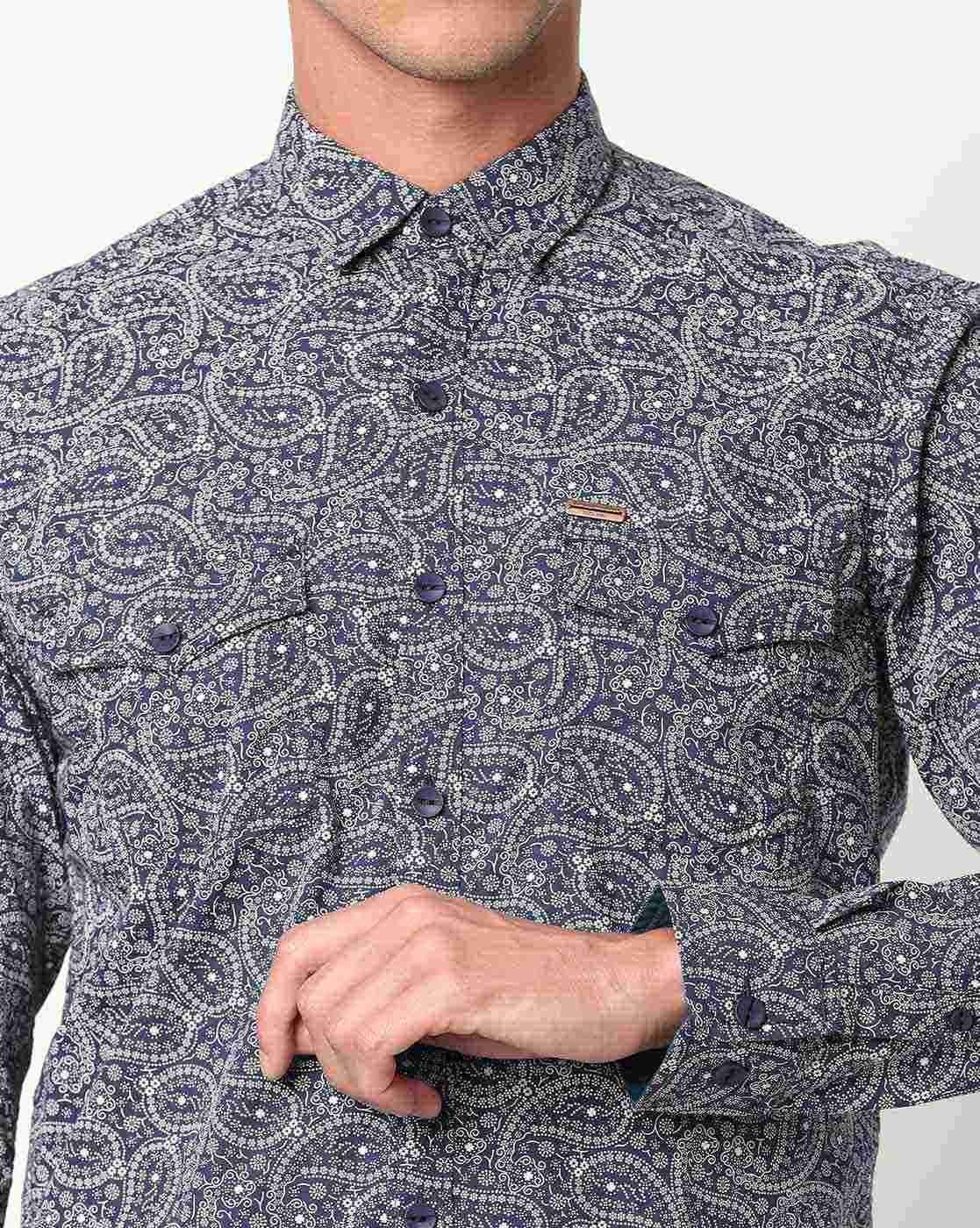JOHN PLAYERS JEANS | Paisley Print Slim Fit Shirt with Flap Pockets|3