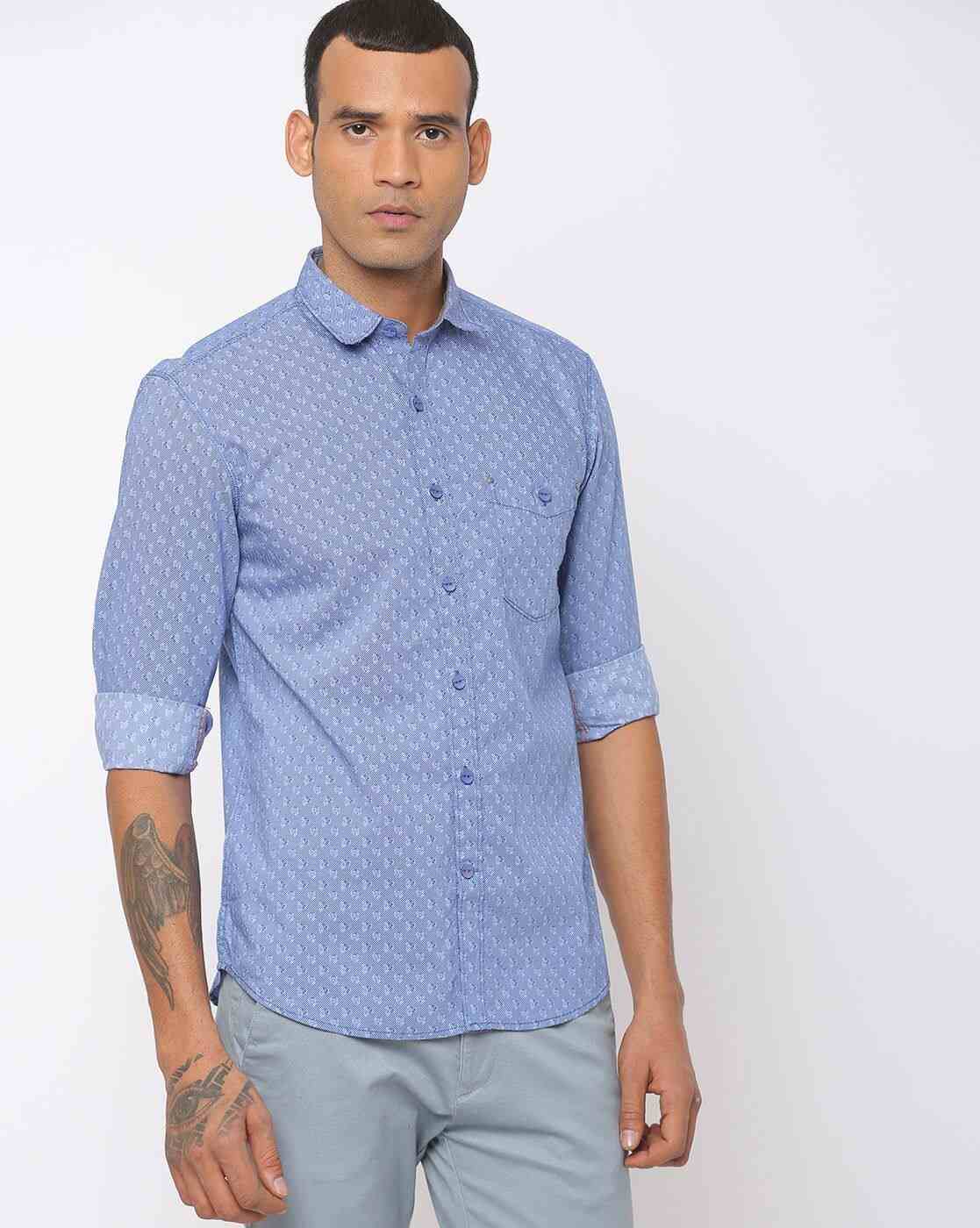JOHN PLAYERS JEANS | Micro Print Slim Fit Shirt|0