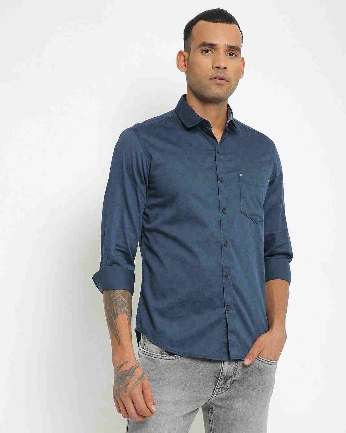 JOHN PLAYERS JEANS | Slim Fit Shirt with Patch Pocket|0