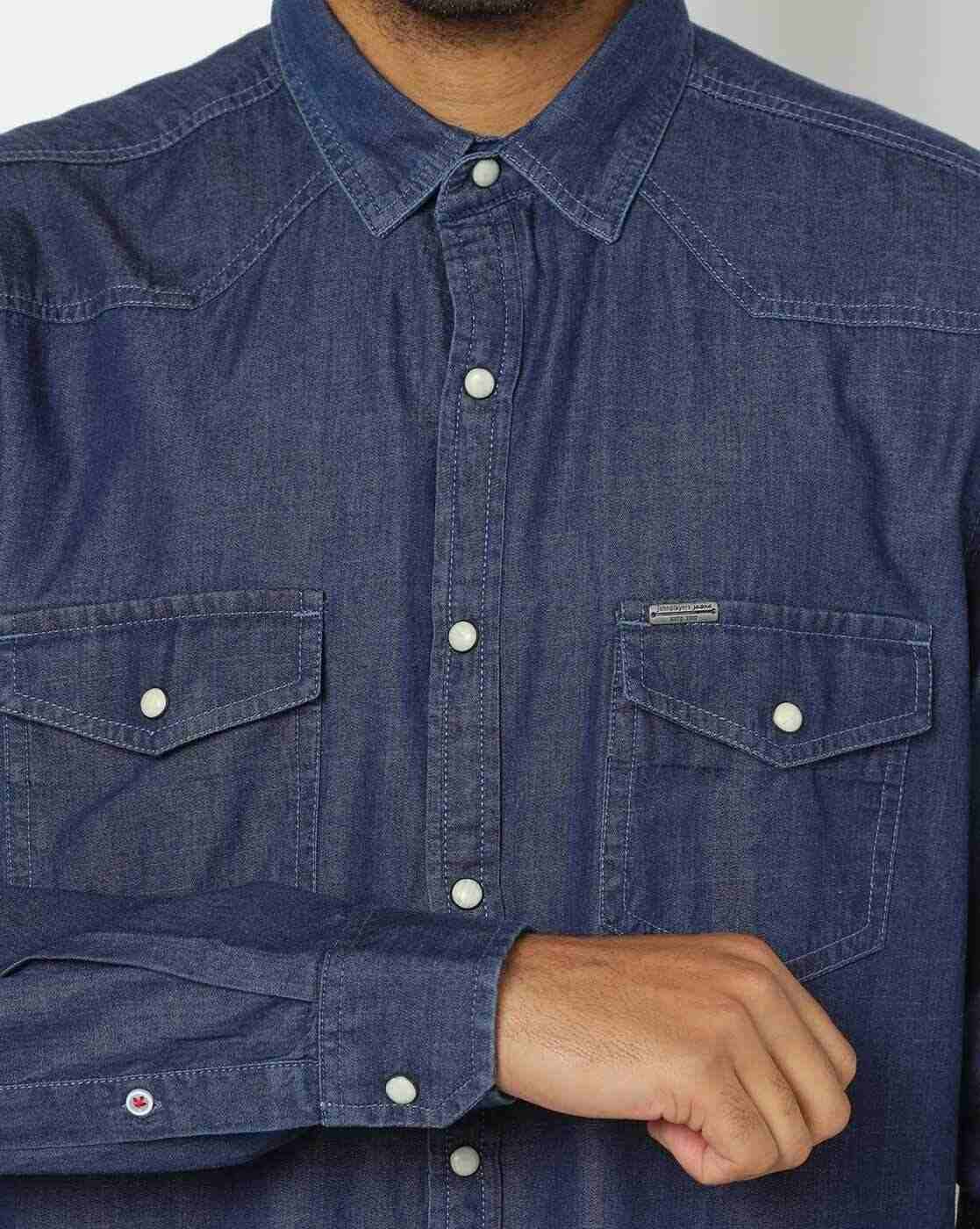 JOHN PLAYERS JEANS | Men Slim Fit Shirt with Flap Pockets|2