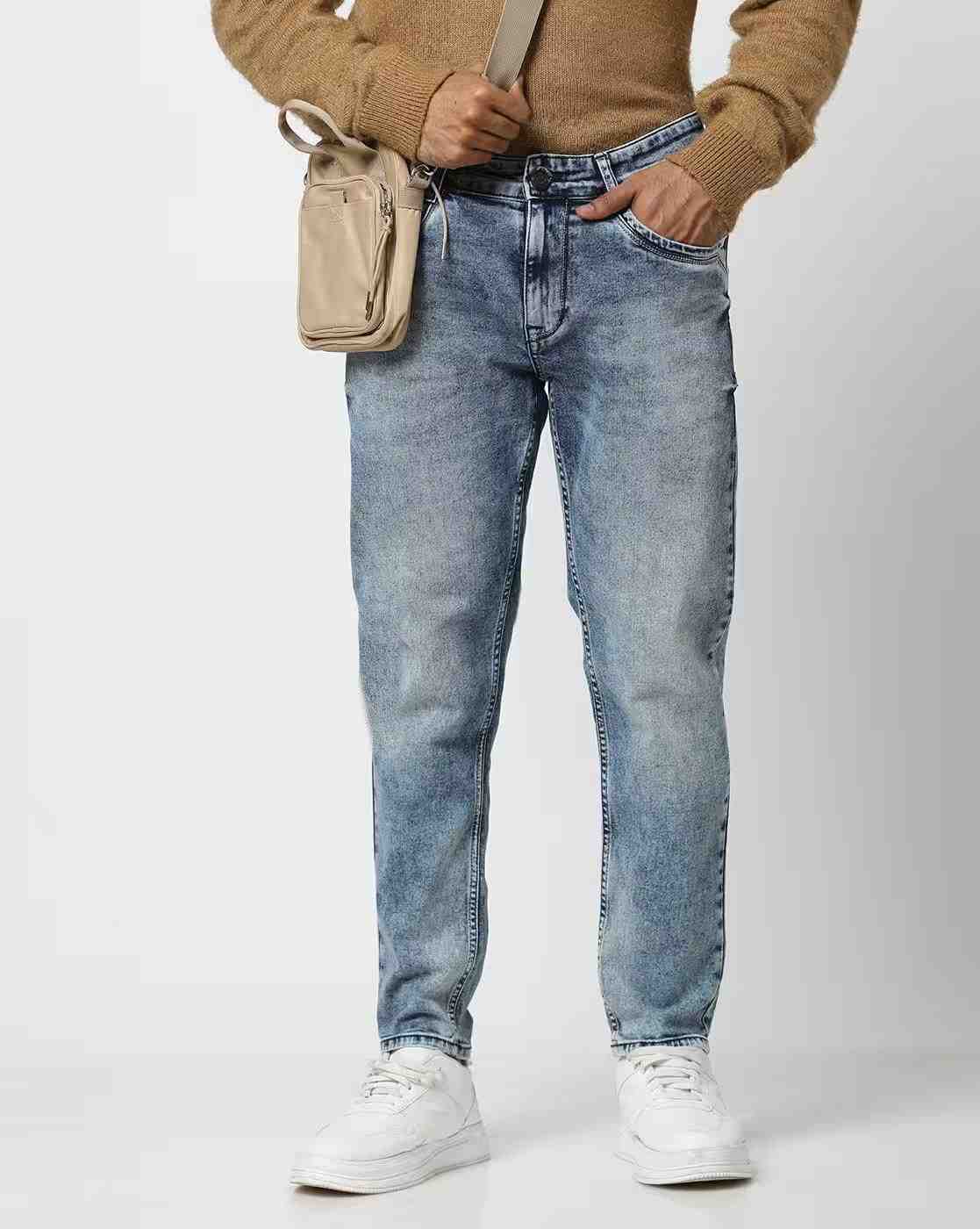 JOHN PLAYERS JEANS | Men Heavily Washed Cropped Fit Jeans|0