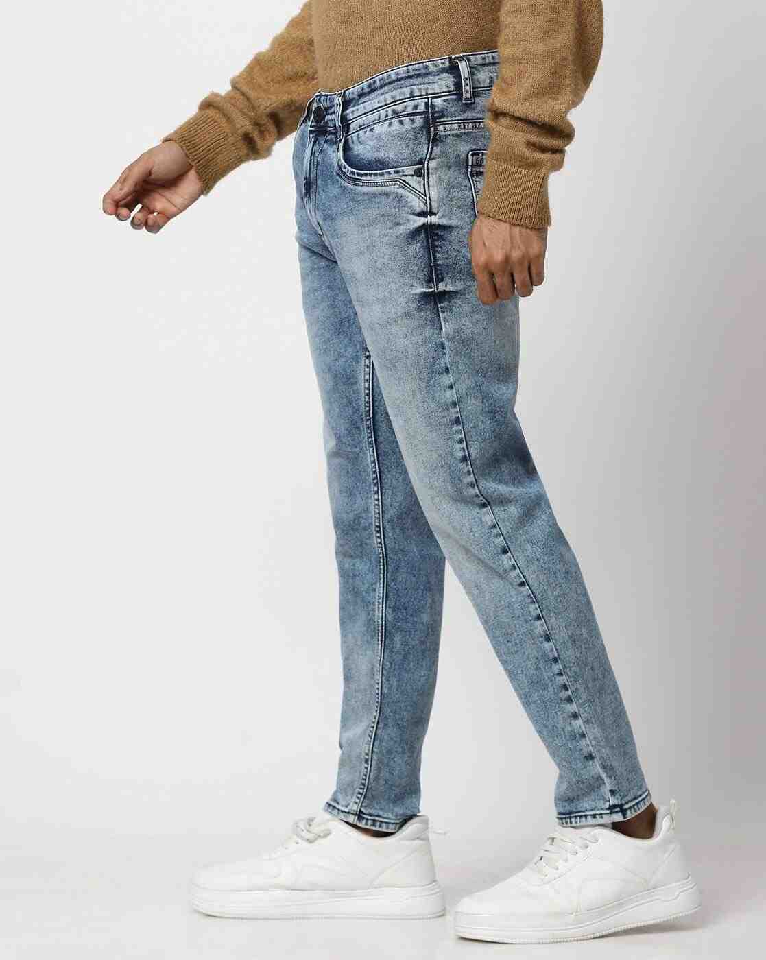 JOHN PLAYERS JEANS | Men Heavily Washed Cropped Fit Jeans|1