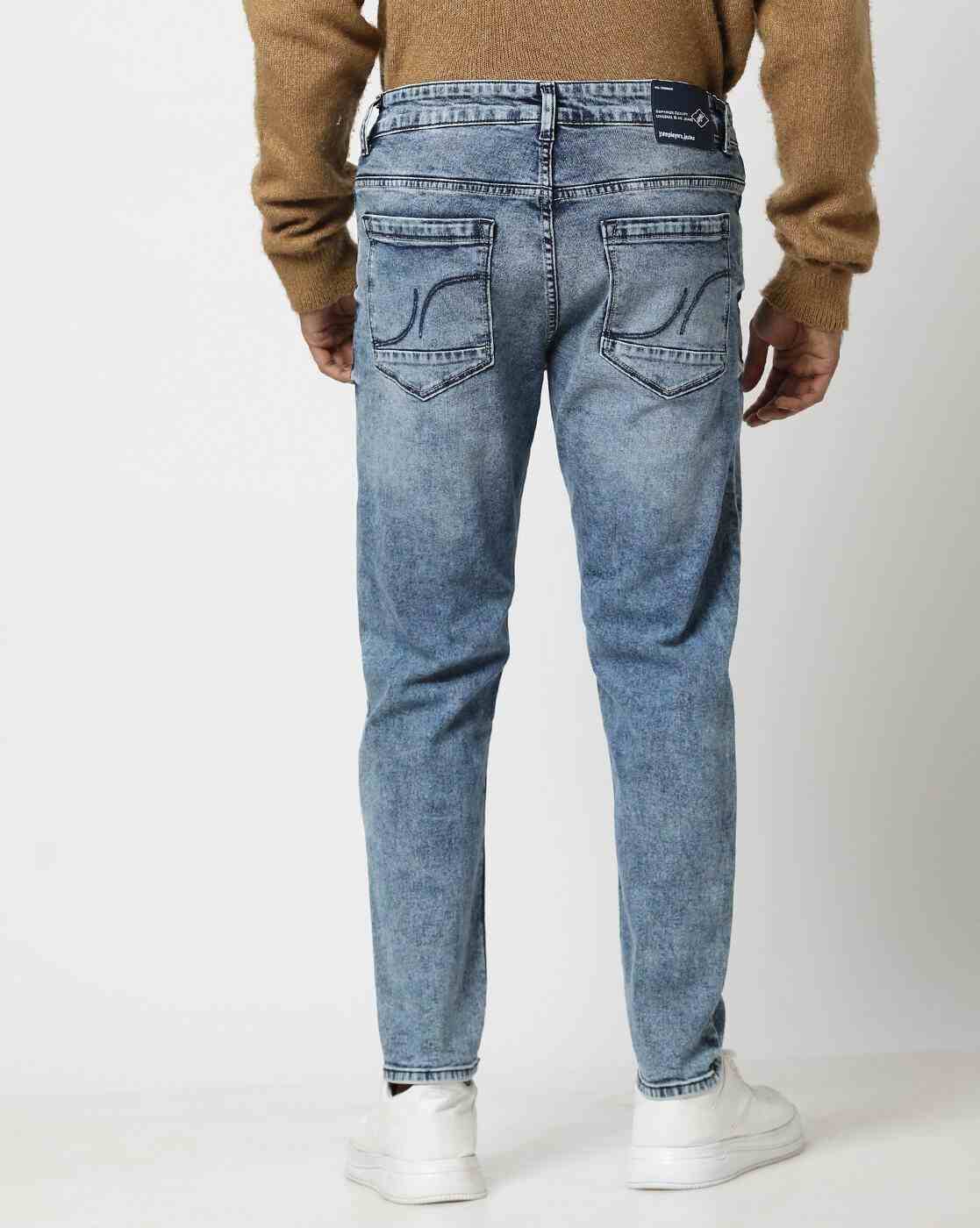 JOHN PLAYERS JEANS | Men Heavily Washed Cropped Fit Jeans|2