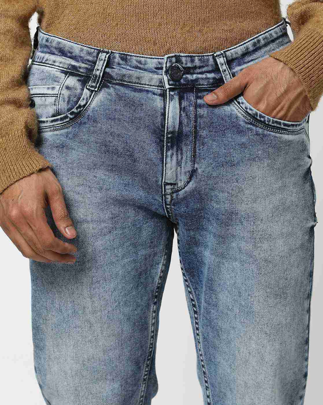 JOHN PLAYERS JEANS | Men Heavily Washed Cropped Fit Jeans|3