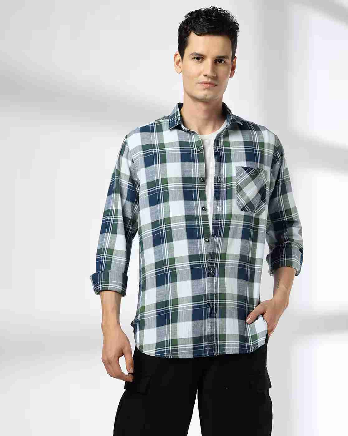 JOHN PLAYERS JEANS | Men Checked Slim Fit Shirt|0