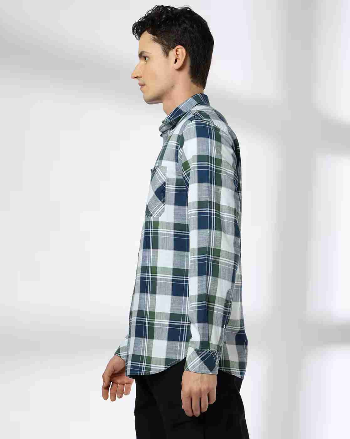 JOHN PLAYERS JEANS | Men Checked Slim Fit Shirt|1