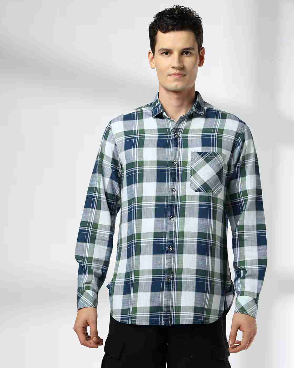 JOHN PLAYERS JEANS | Men Checked Slim Fit Shirt|3