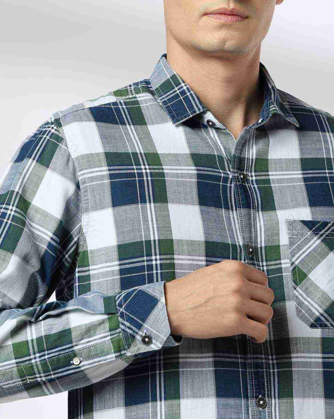 JOHN PLAYERS JEANS | Men Checked Slim Fit Shirt|4