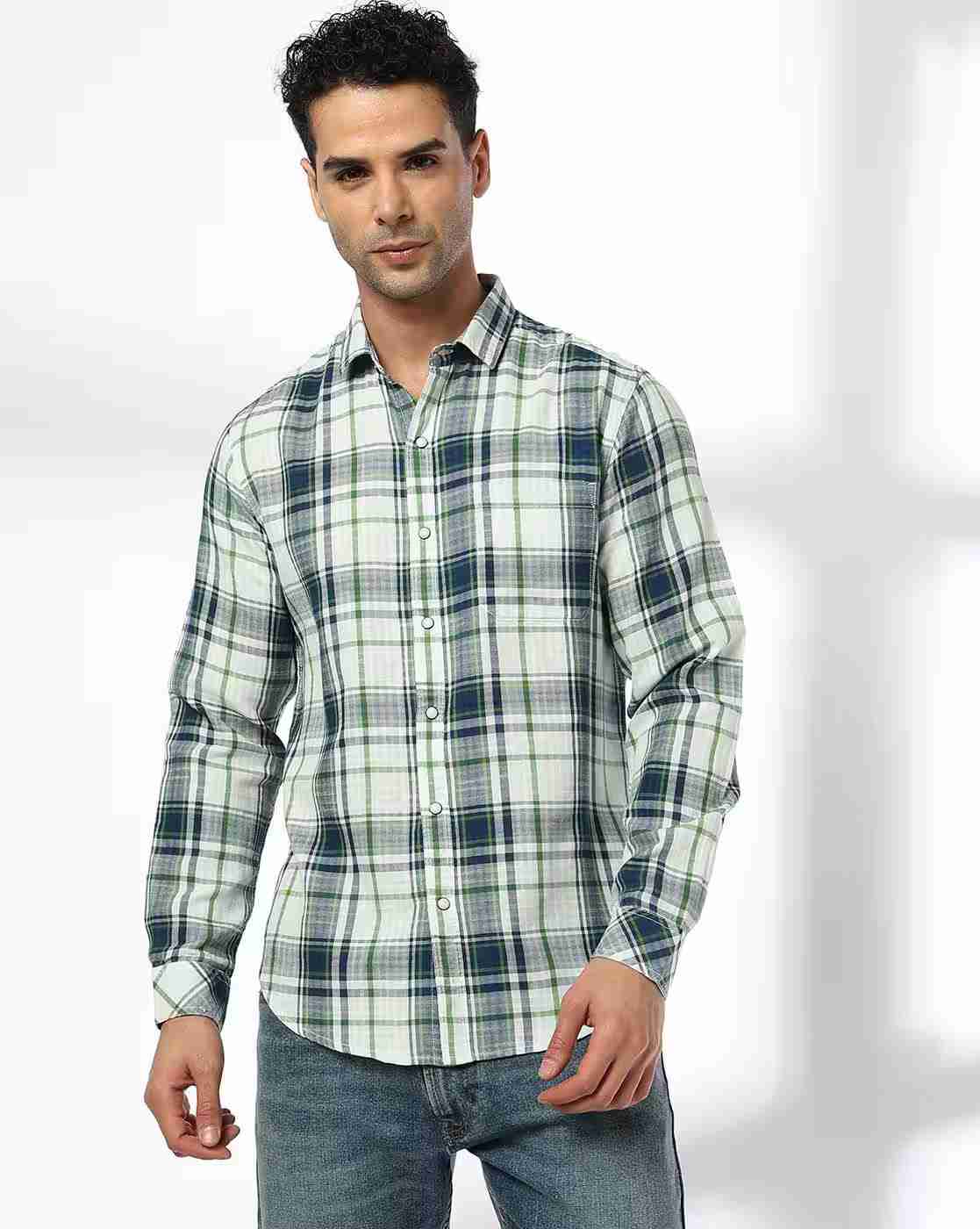 JOHN PLAYERS JEANS | Men Checked Slim Fit Shirt|3