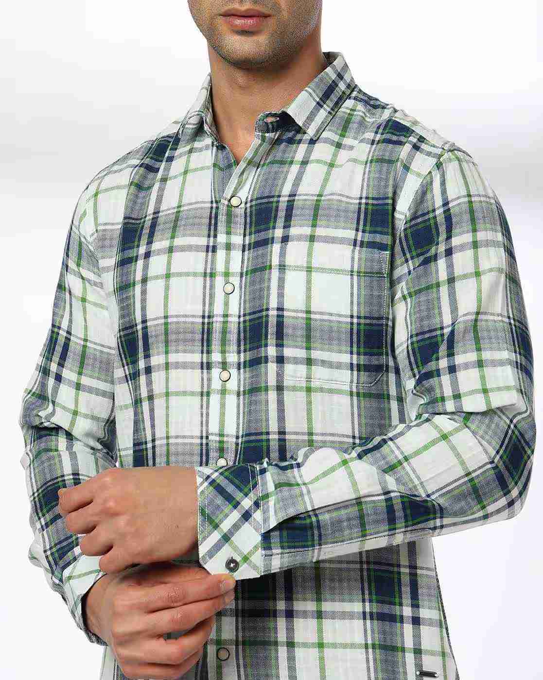 JOHN PLAYERS JEANS | Men Checked Slim Fit Shirt|4