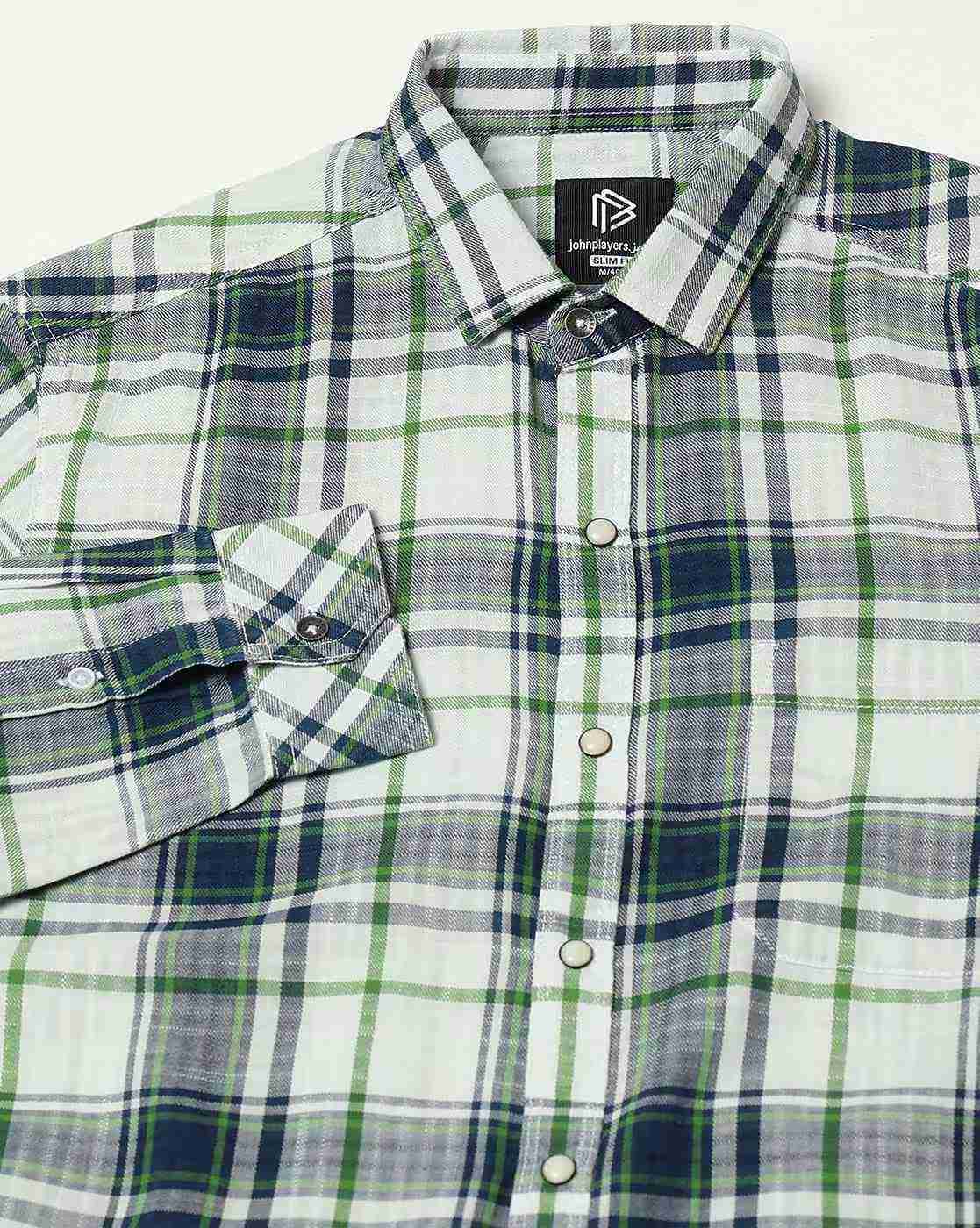 JOHN PLAYERS JEANS | Men Checked Slim Fit Shirt|5