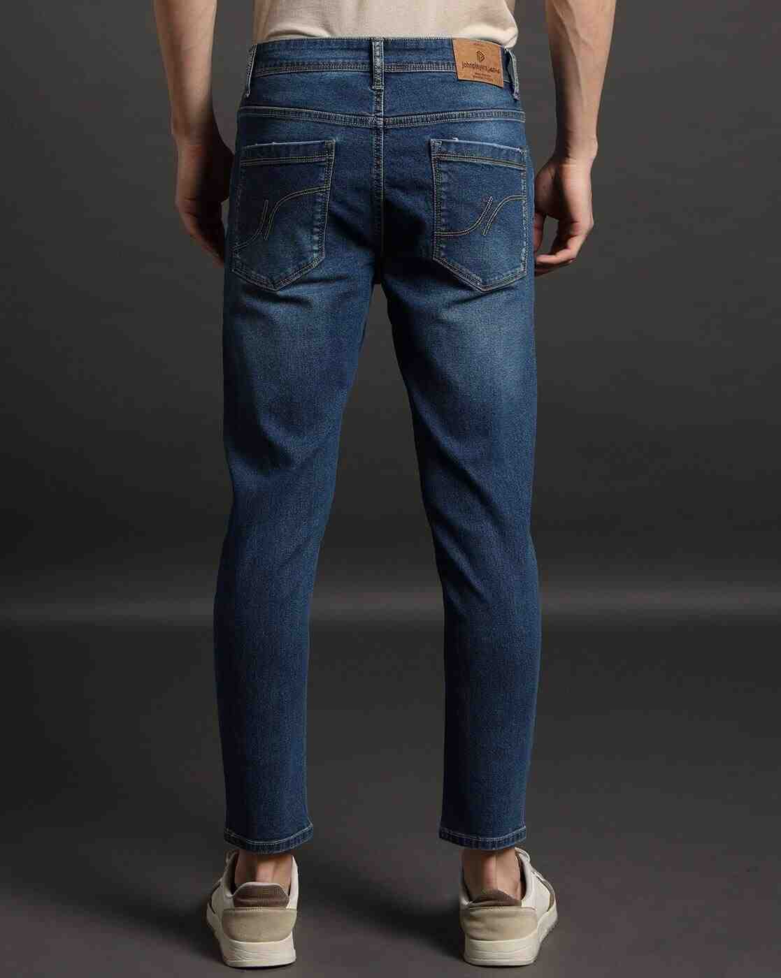 JOHN PLAYERS JEANS | Men Mid-Wash Skinny Fit Cropped Jeans|2