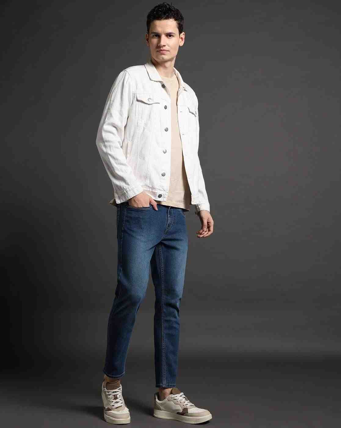 JOHN PLAYERS JEANS | Men Mid-Wash Skinny Fit Cropped Jeans|4